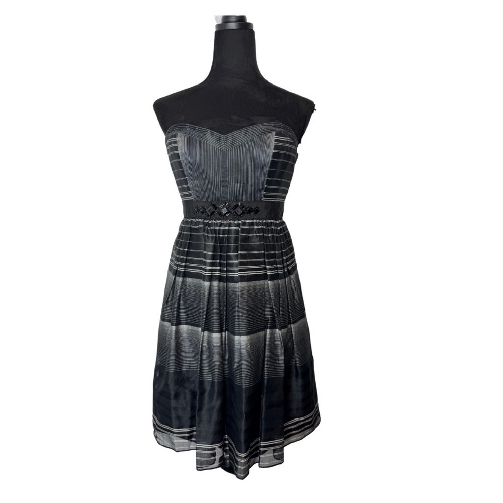 BCBGMaxAzria Strapless Organza Mini Dress Black - Picture 2 of 13